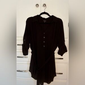 torrid Black Button-Front V-Neck Tunic Blouse